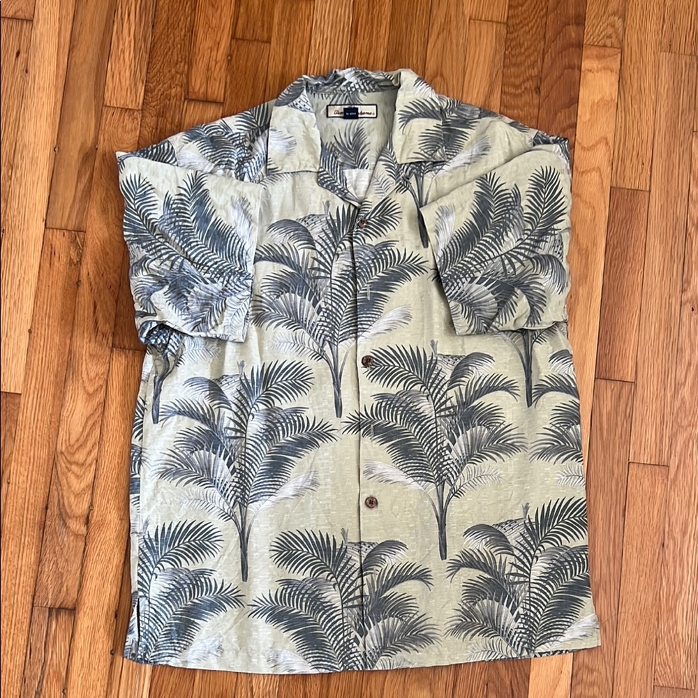 Tommy Bahama Shirt Mens S Green Short Sleeve 100% Silk Floral Island Tropical